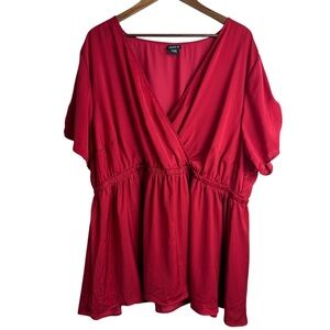 Torrid Red Surplice Wrap Peplum Blouse Size 4X Flowy Plus Size Top Holiday Basic